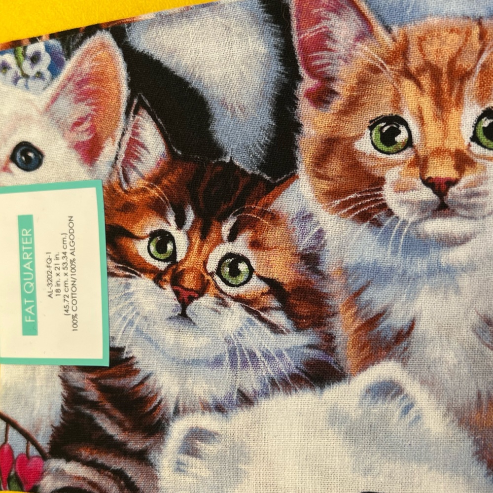 FAT QUARTER cat fabric cotton print kitty whiskers faces assorted